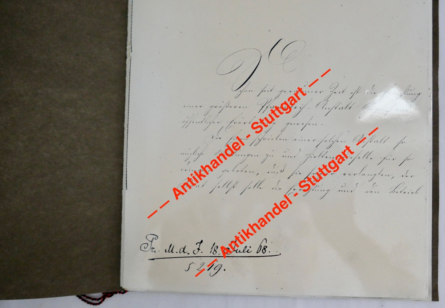 Historisches Dokument Amtsblatt 1868 Königliches Ministerium Innern Stuttgart