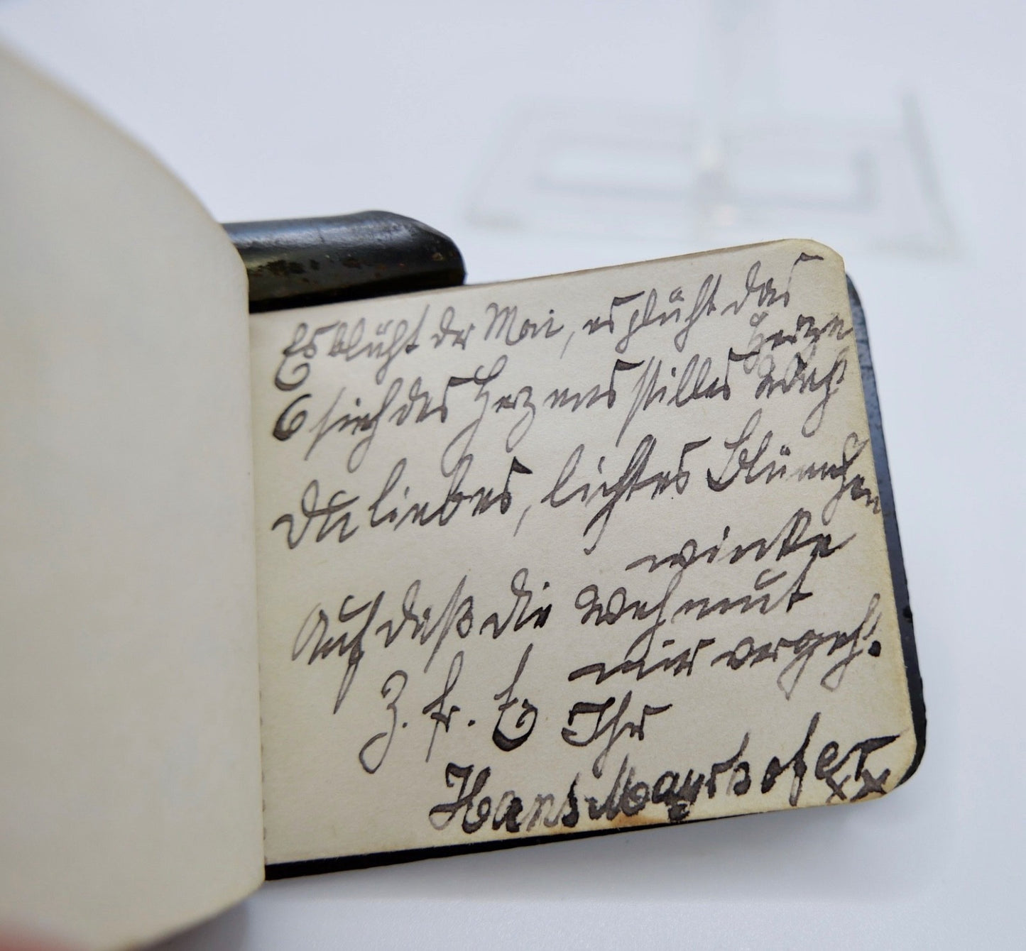 Antikes Chatelaine Notizbuch Metall Löwen-Wappen um 1900 Miniatur-Almanach