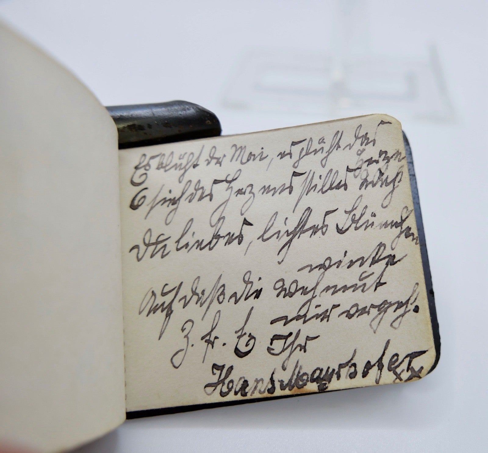 Antikes Chatelaine Notizbuch Metall Löwen-Wappen um 1900 Miniatur-Almanach