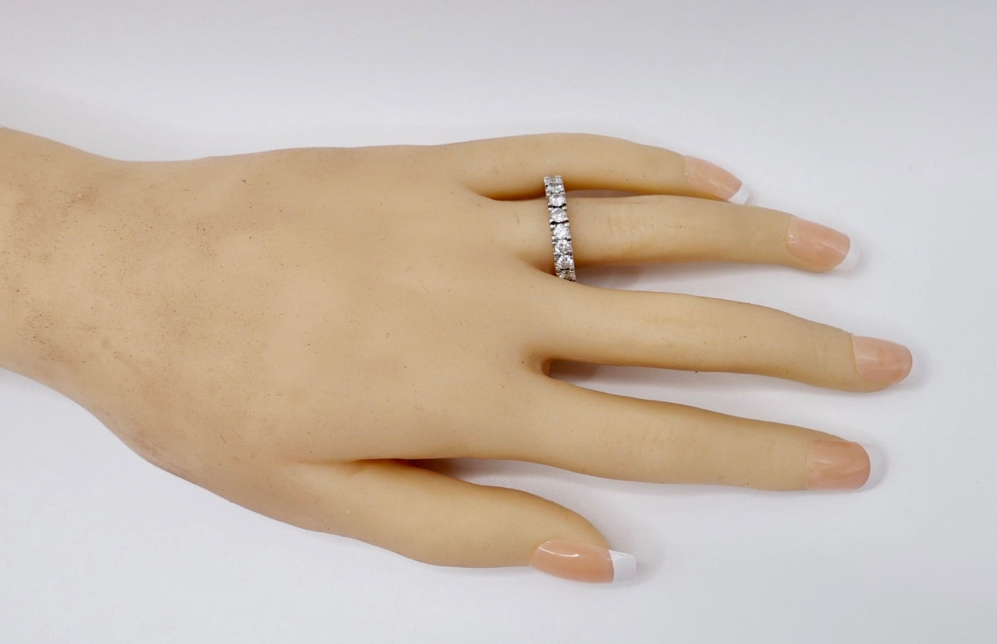 Alter eleganter Silber Memory Eternity Ring 925er Silber Zirkonia Besatz Gr. 58