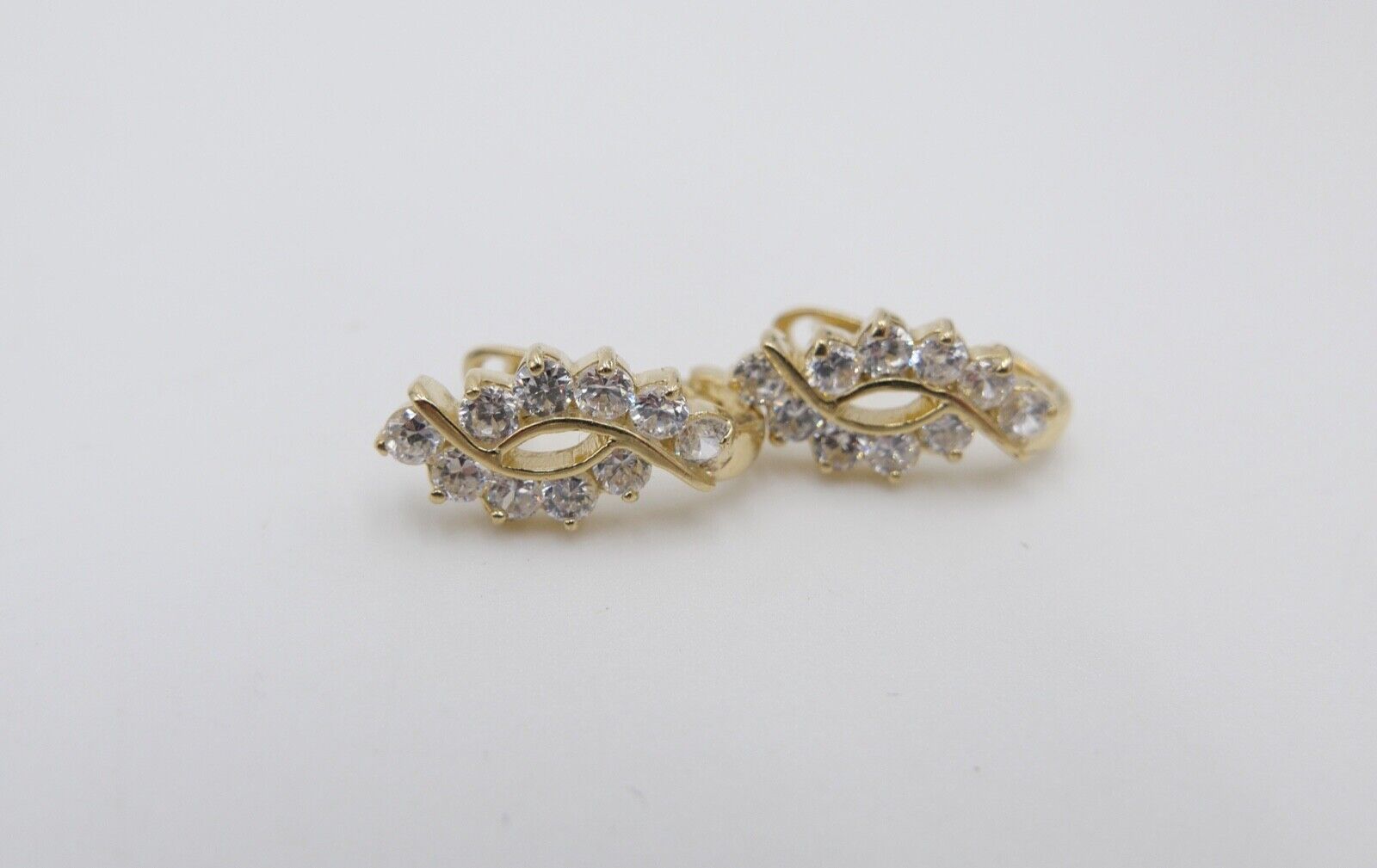 1,2 Ct Zirkonia Diamant Imitat Elegante Creolen Clips Gold 585 14K SARA Ohrringe