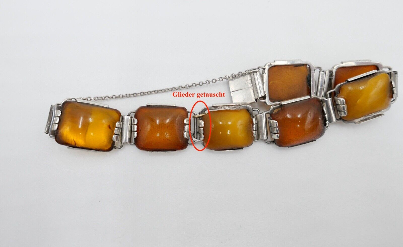 Butterscotch Armband Bernstein 835 Silber 27,9 gr silver Amber