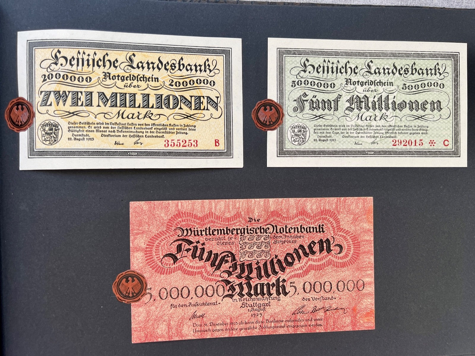Album  116x Inflation Geldscheine Ro. Banknoten Mark Reichsbahn Mrd Mio UNC