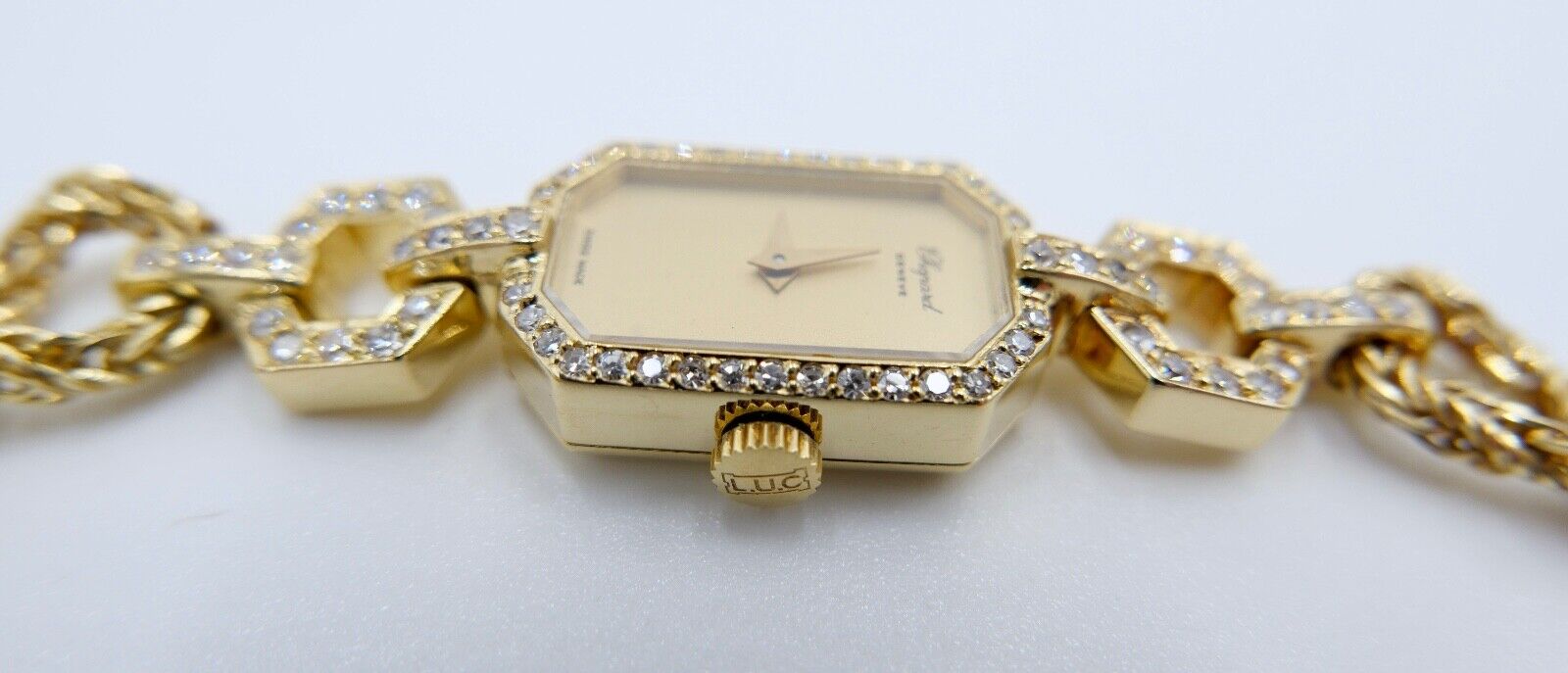 Chopard L.U.C. Damen 750 Gelbgold Armbanduhr 20x13mm 71 Brillanten 1,06 Ct G3736