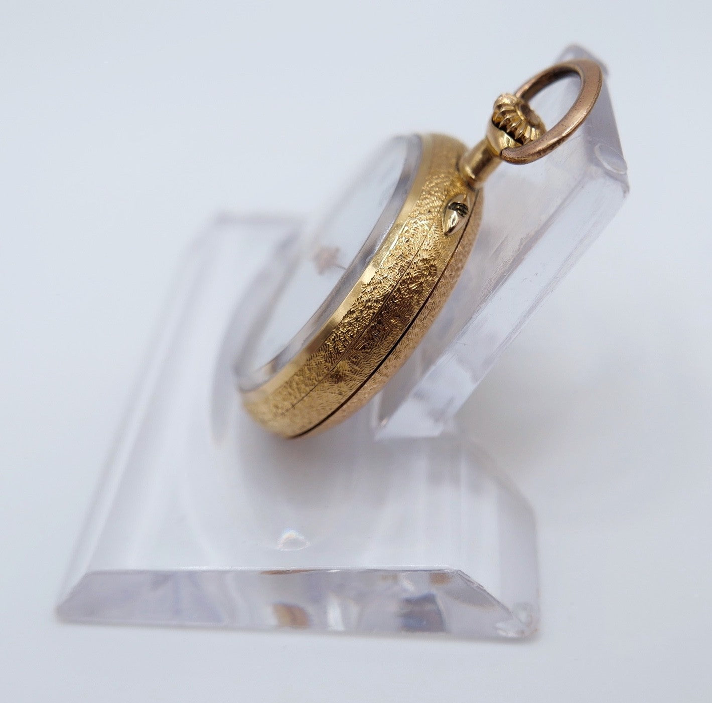 Antike Florale Gold Taschenuhr 14K 585 Remontoir Emaile um 1900 open face