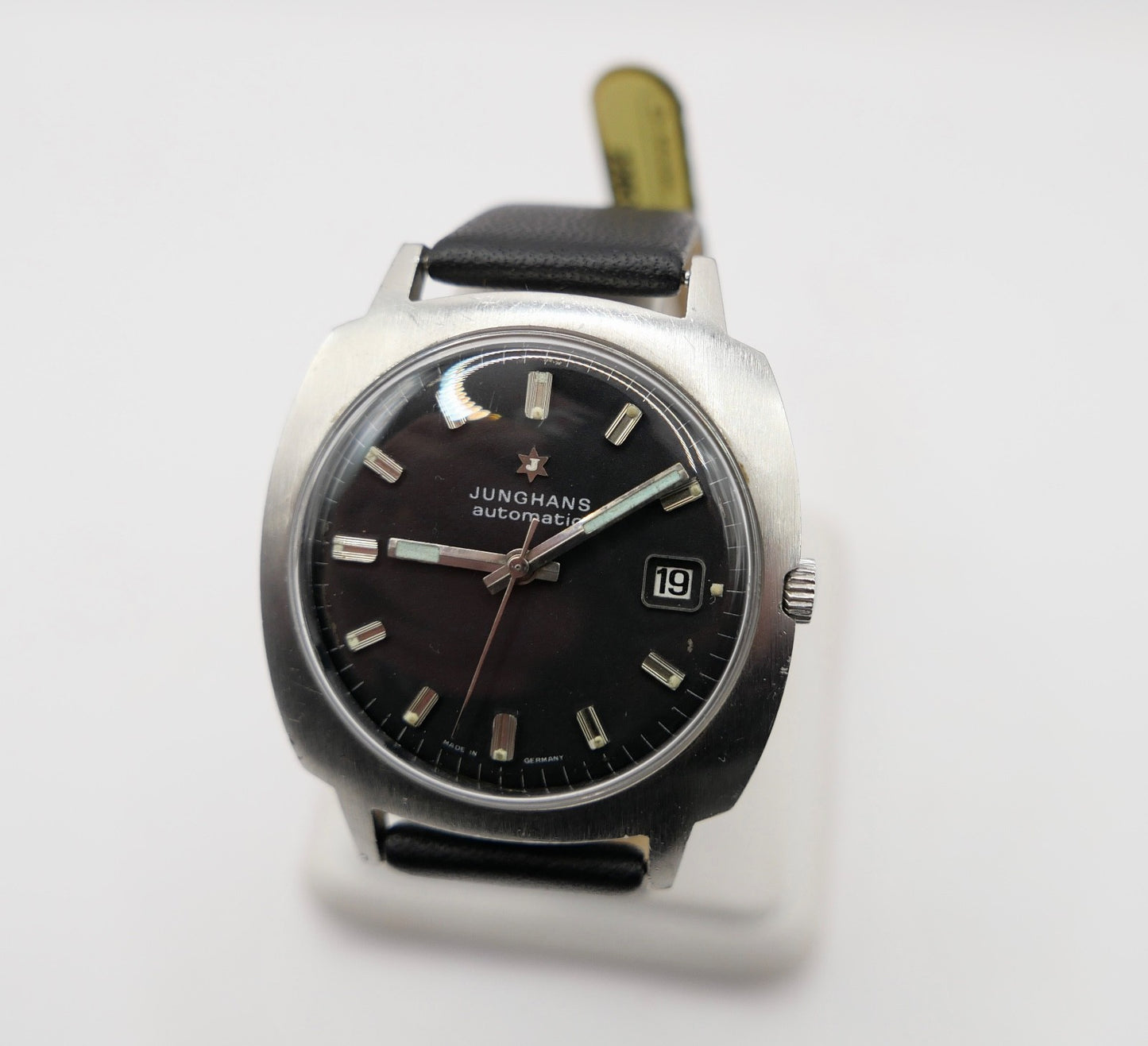 1970er Junghans Automatic Herrenuhr Cal. Eta 2472 schwarzes Zifferblatt