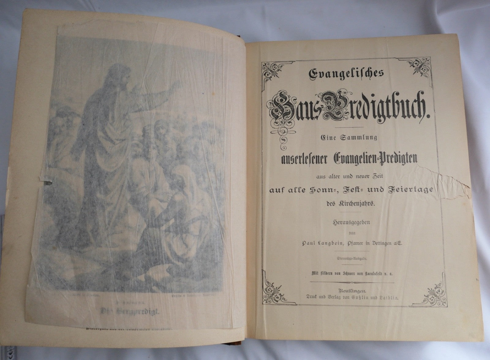 19. Jh  Evangelisches Haus-Predigtbuch Prachteinband Goldprägung Bibel Enßlin