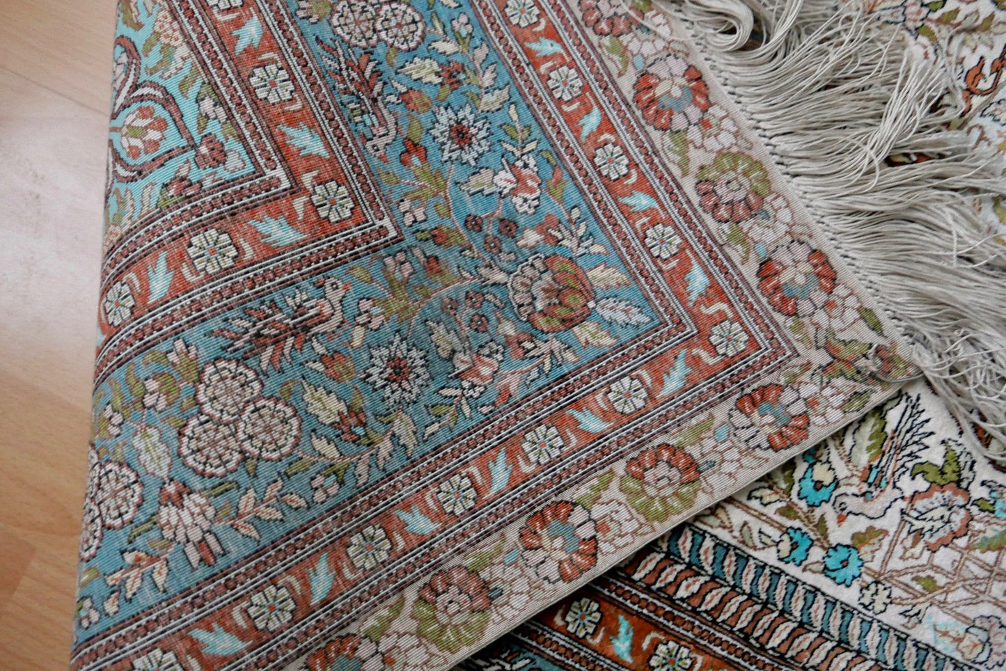 alter feiner Hereke Wandteppich Teppich  172x93 cm Seide Türkei 1 Mio. Knoten Qm
