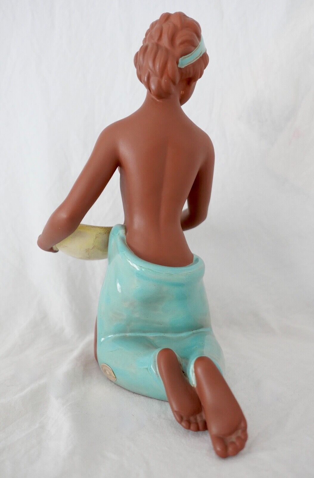 Seltene Keramik Figur 343 Akt Mädchen mit Schale GOLDSCHEIDER WIEN 1950er 29cm