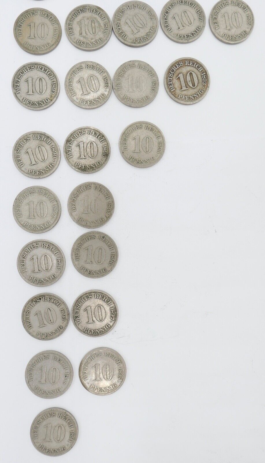 48x 10 Pfennig Kaiserreich 1890 - 1901 Jäger J. 13 ss-stg