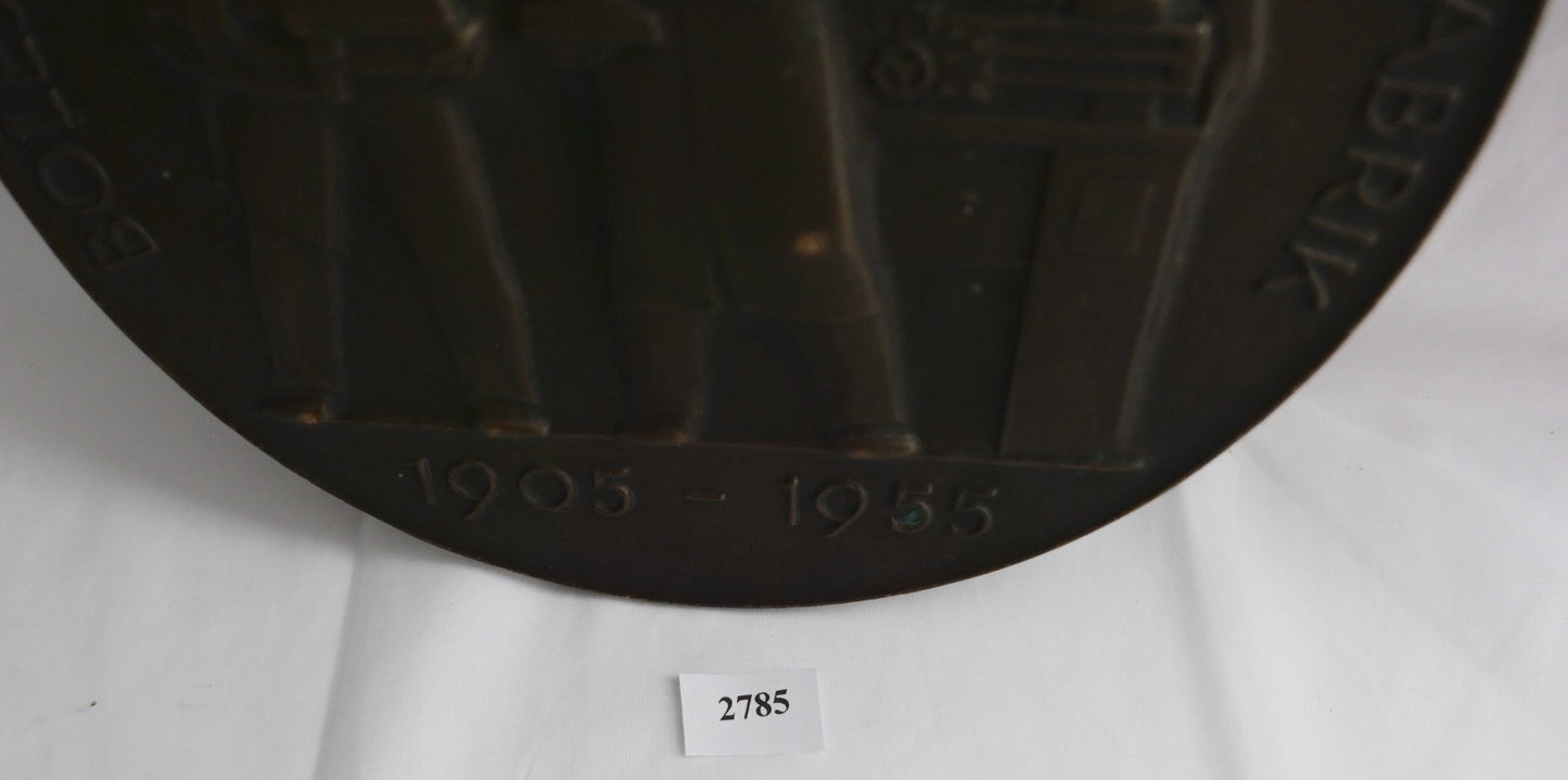 Boley & Leinen Bronzeplakette Werkzeugmaschinenfabrik Jubiläum 1905-1955 Relief