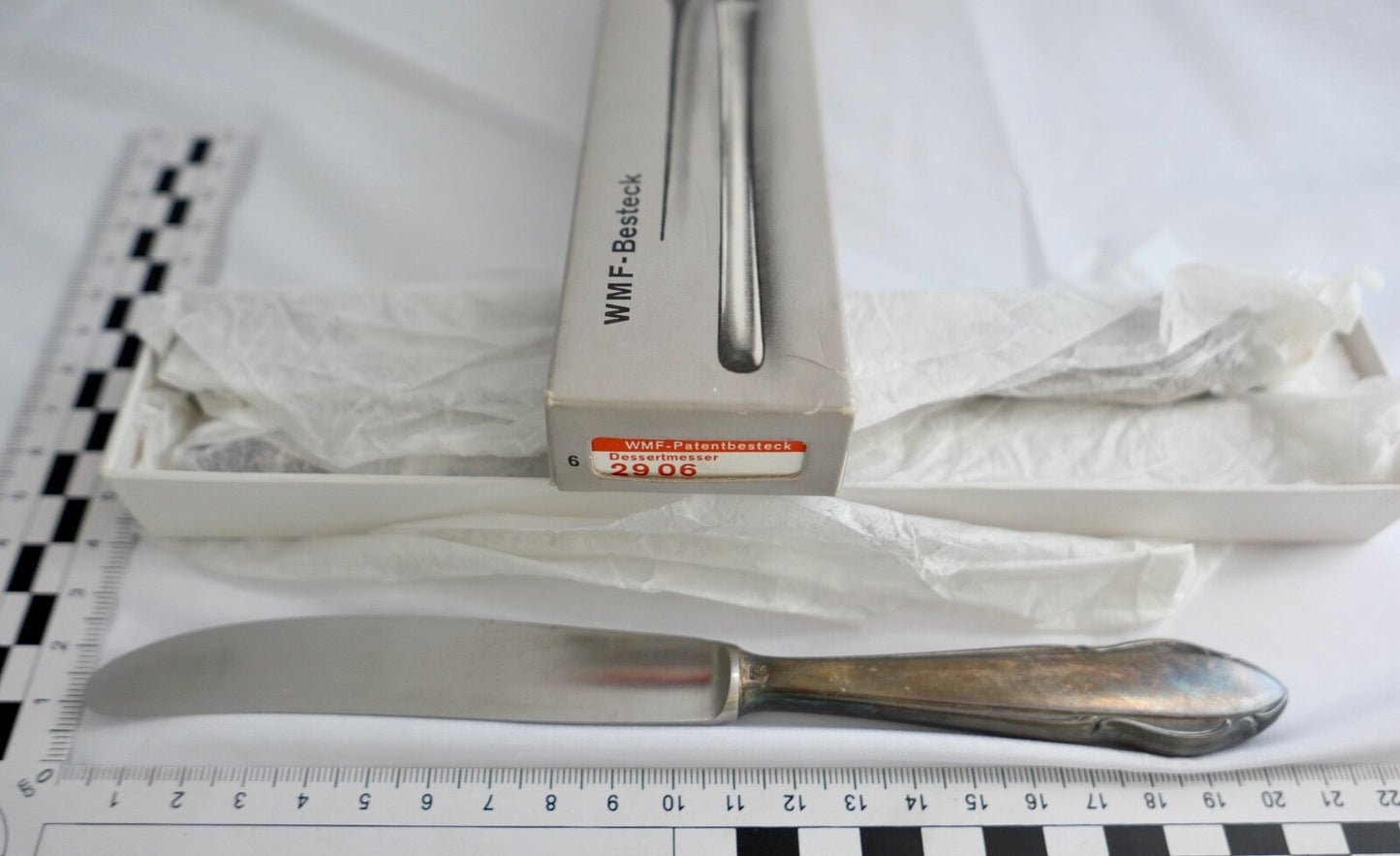 NEU 6 Teile WMF  2900 Desert Messer 90er versilbert 20,3 cm in OVP und UNBENUTZT