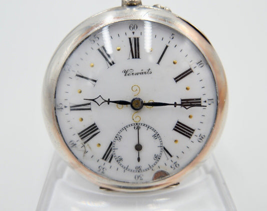 VORWÄRTS Open Face 800 Silber Taschenuhr um 1900 K&CI Schweiz