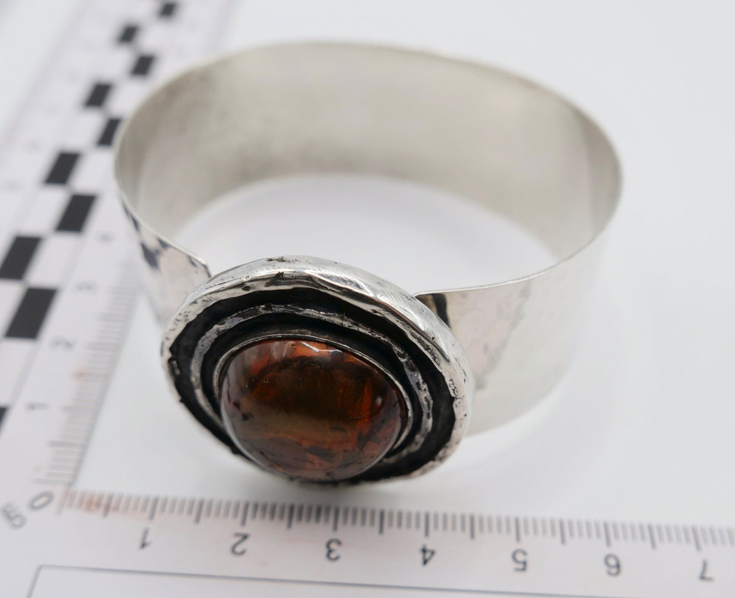 Vintage Silber Armspange Prerow Fischland 925 Sterlingsilber Bernstein Armband