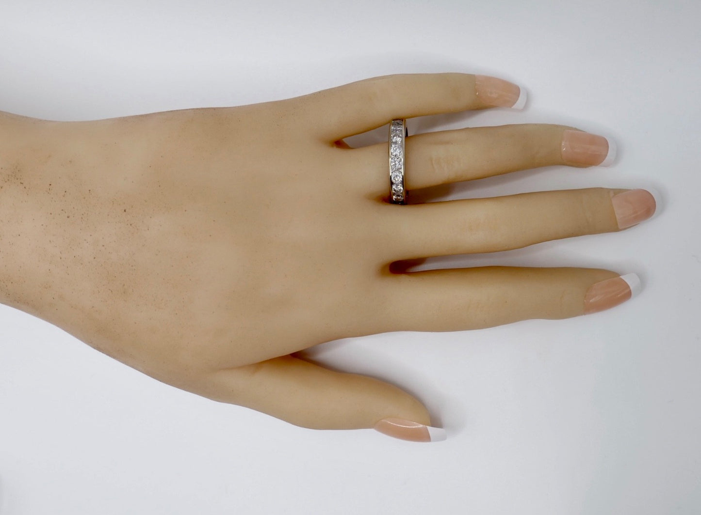 1970er Weißgold Ring 585 Memory mit Zirkonia Gr. 60 Damenring