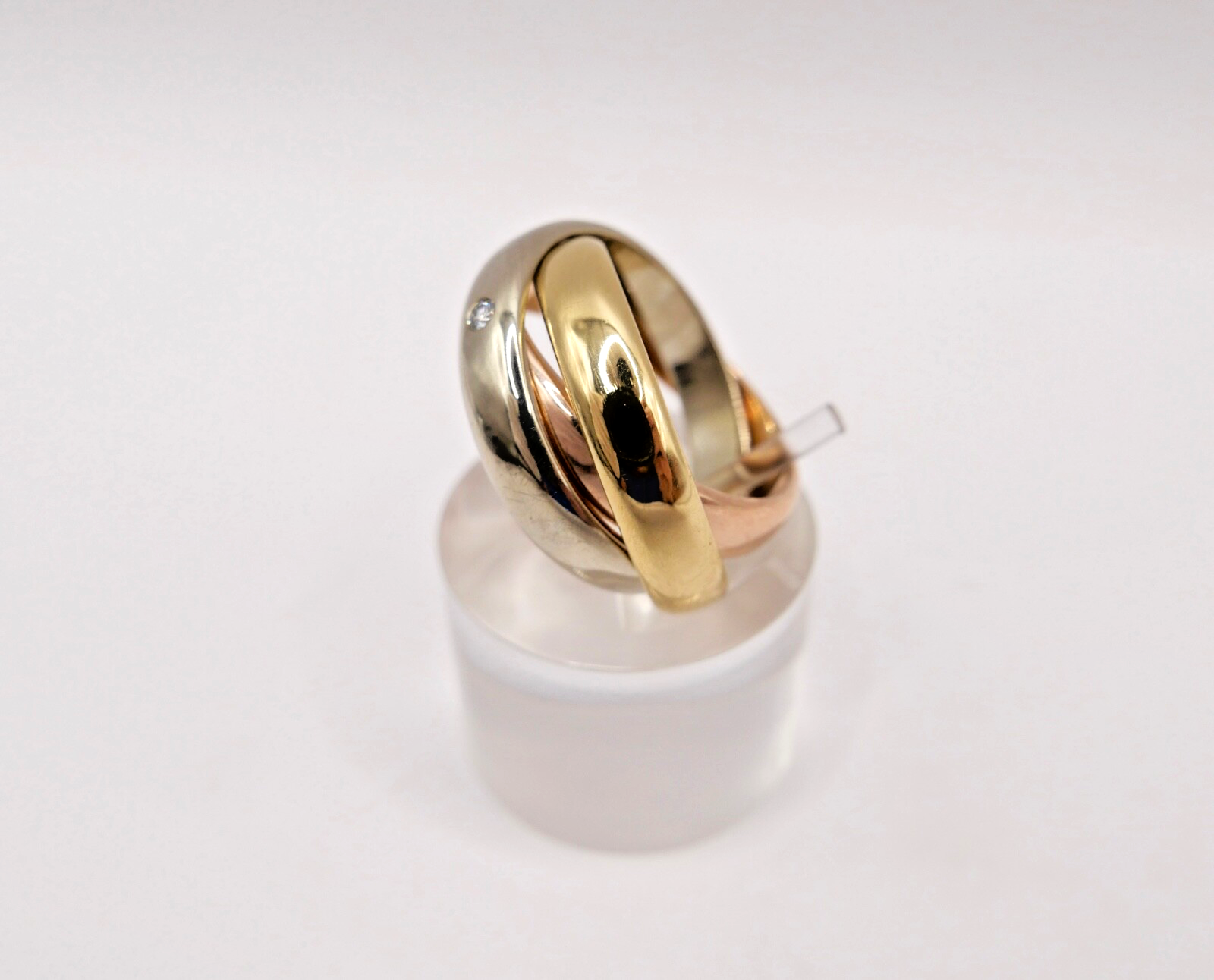 Tricolor Dreifach Dreier Damen Ring Gold 750 18K Gr. 55 Brillant Pierre Niederer