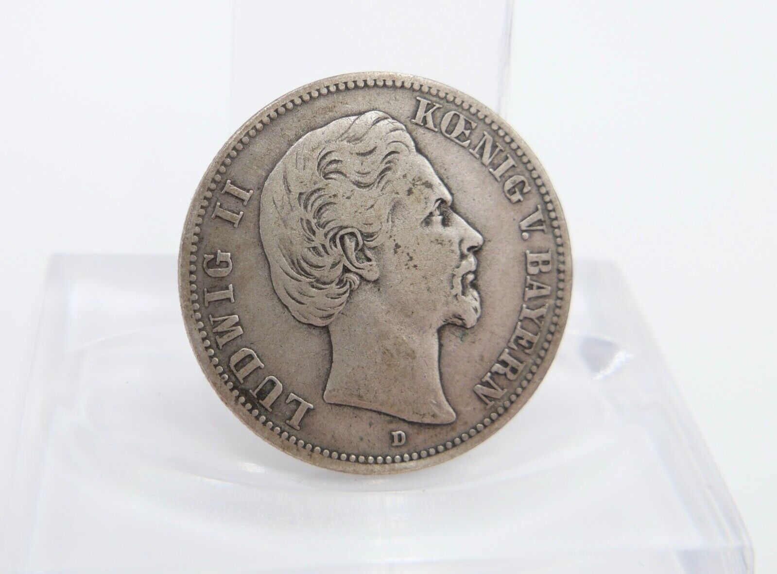 2 Mark 1876 D " Ludwig II. König von Bayern " ss - vz Jäger J.41 Silber