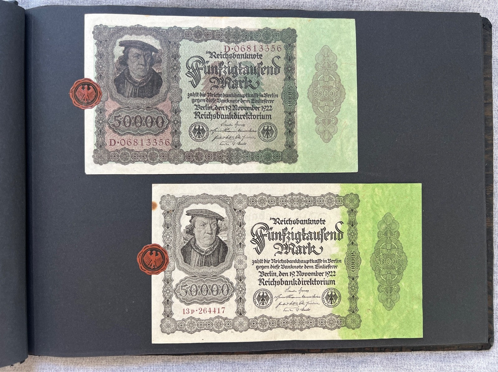 Album  116x Inflation Geldscheine Ro. Banknoten Mark Reichsbahn Mrd Mio UNC