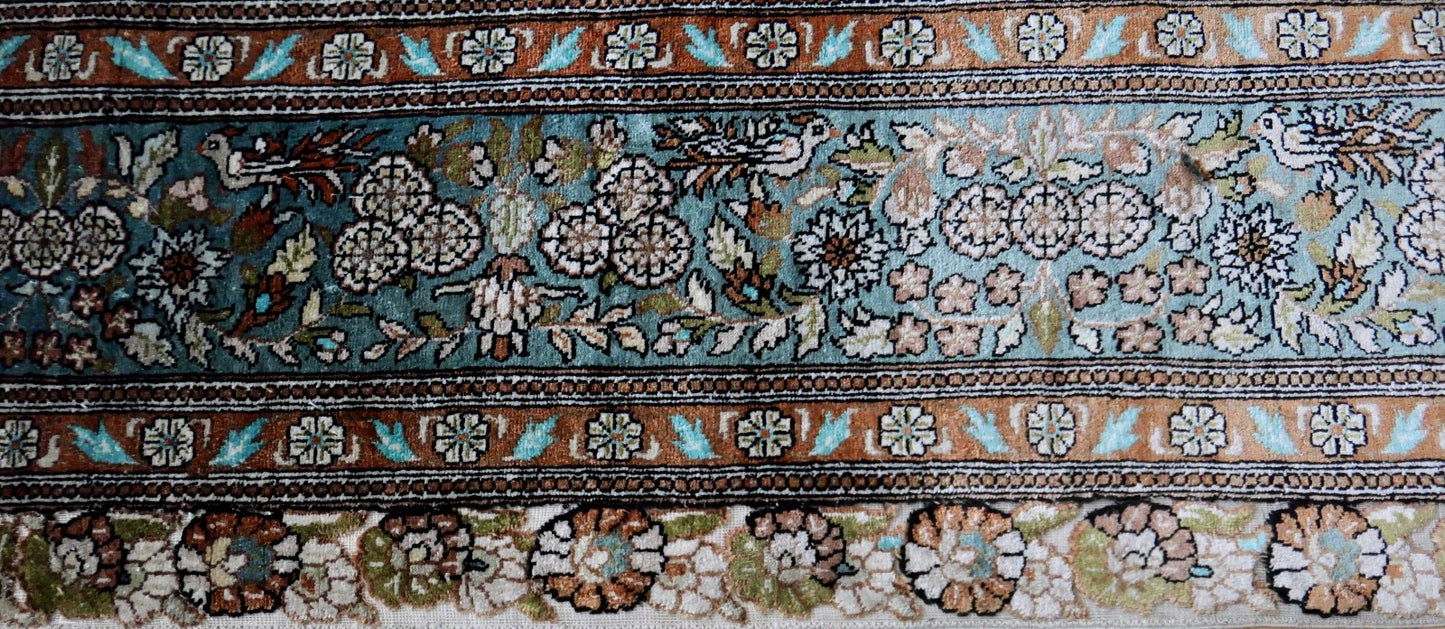 alter feiner Hereke Wandteppich Teppich  172x93 cm Seide Türkei 1 Mio. Knoten Qm