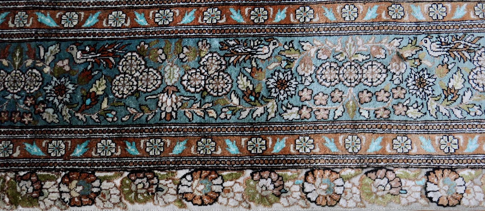 alter feiner Hereke Wandteppich Teppich  172x93 cm Seide Türkei 1 Mio. Knoten Qm