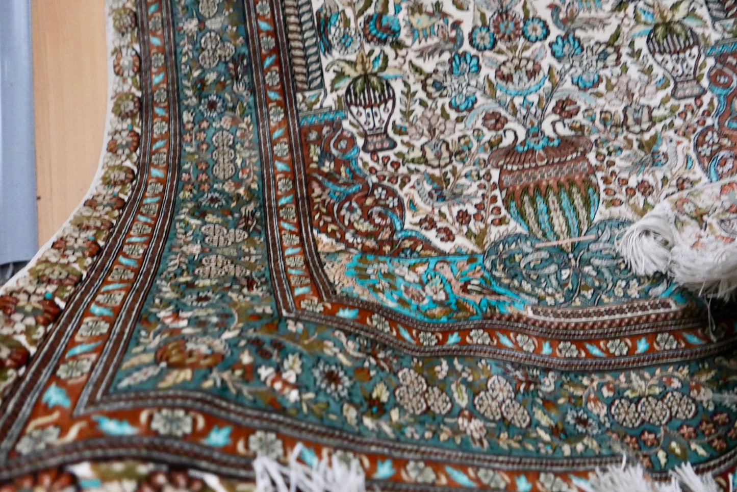 alter feiner Hereke Wandteppich Teppich  172x93 cm Seide Türkei 1 Mio. Knoten Qm