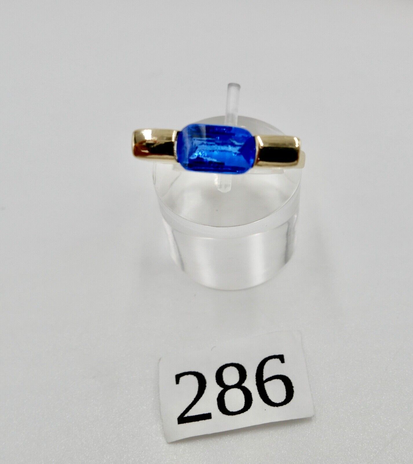 Gelb Gold Damen Ring Gr. 58 blauer Synthetisch Spinell 333 8K