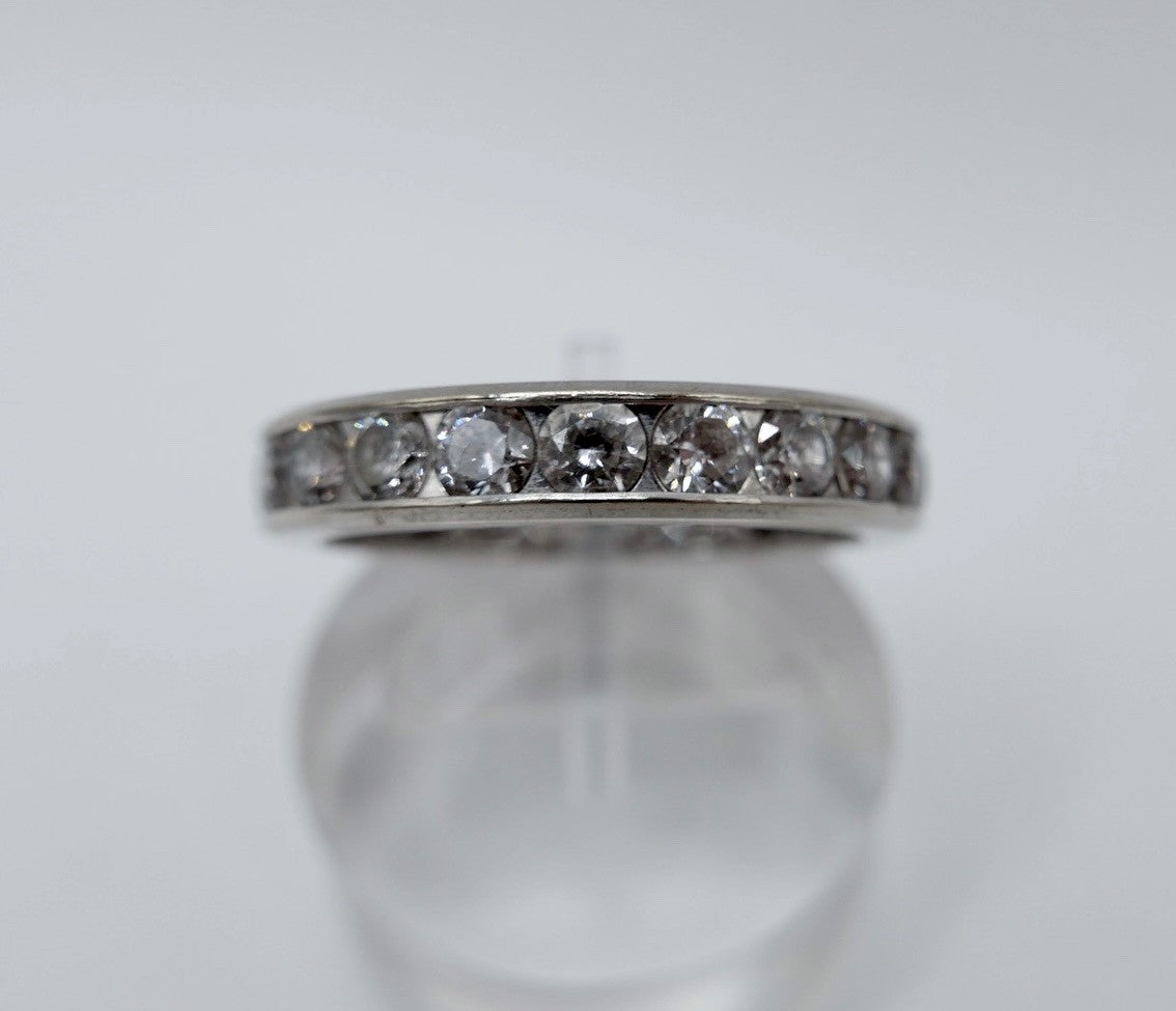 1970er Weißgold Ring 585 Memory mit Zirkonia Gr. 60 Damenring
