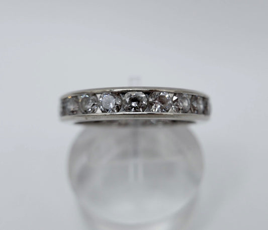 1970er Weißgold Ring 585 Memory mit Zirkonia Gr. 60 Damenring