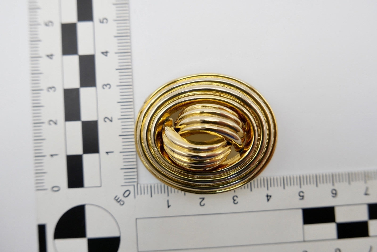 Ovale antike 585 Schaumgold Knoten Brosche 2-teilig Gelbgold um 1880 Biedermeier