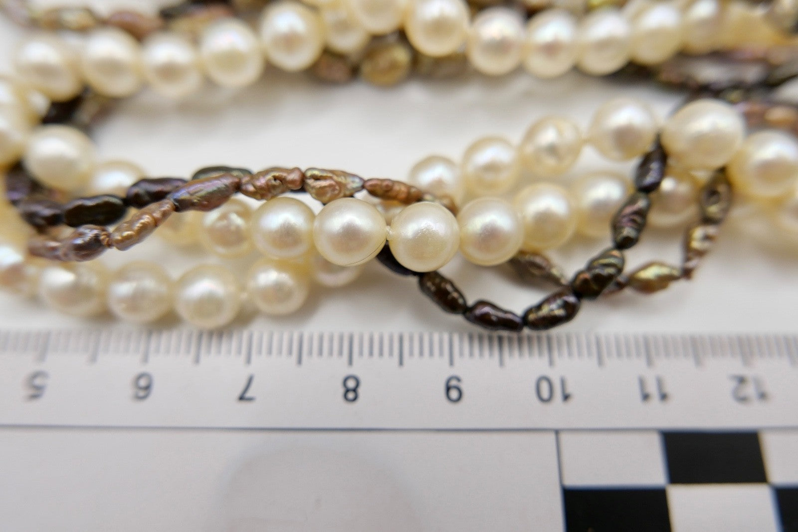 80er Perlenkette Collier 5-reihig 925 Silber vergoldet Schmetterlingsverschluss