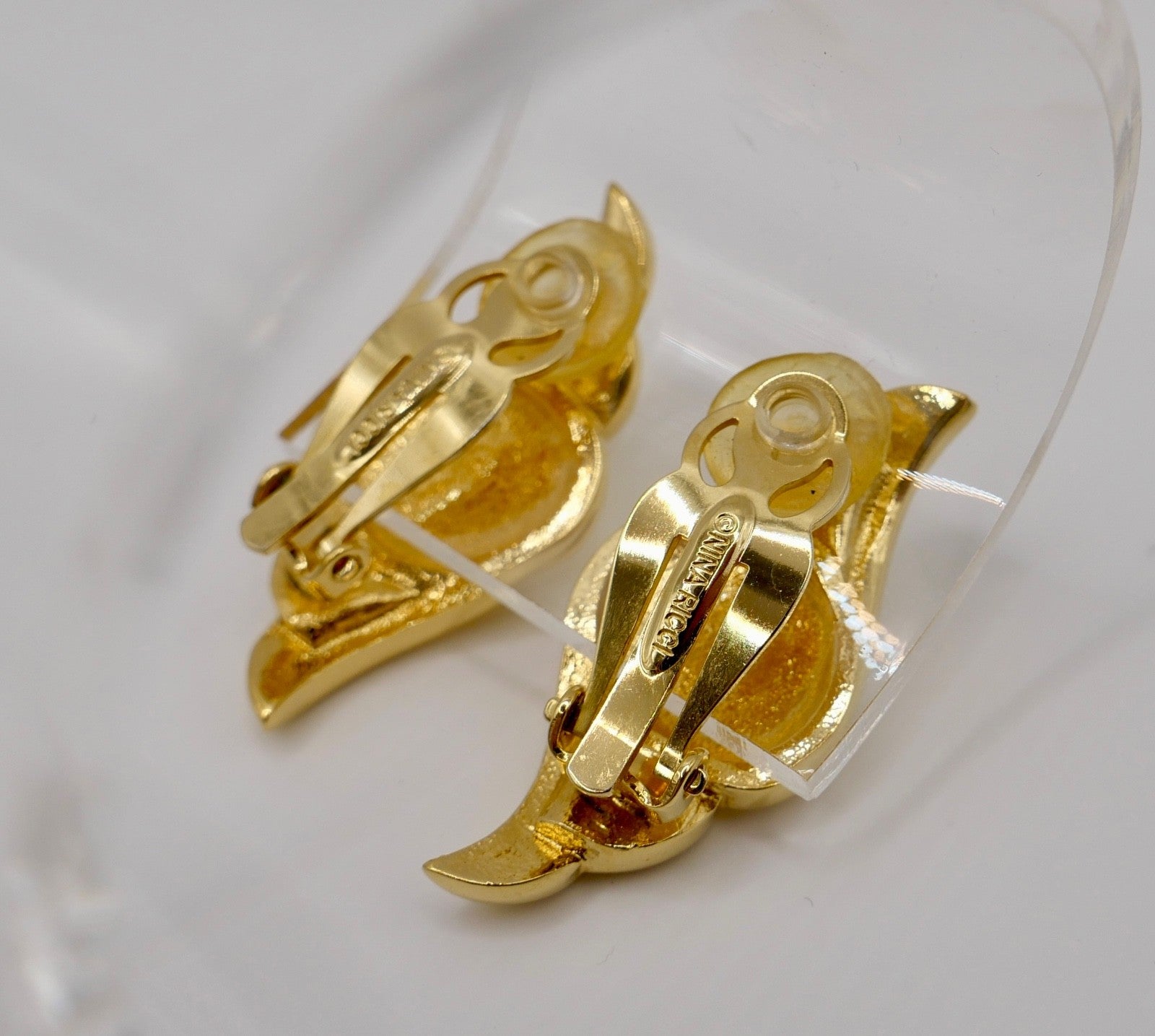 twist flame Nina Ricci 80er Jahre Ohrclips Ohrringe vergoldet