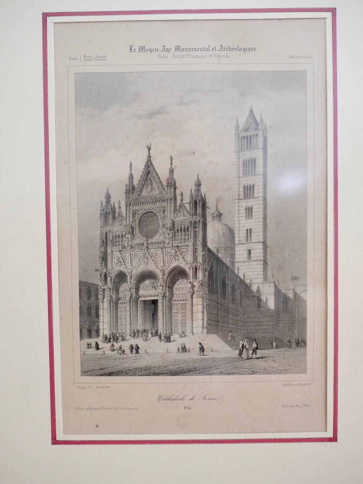 Lithografie Cathedrale de Sienne Hauser Paris Le Moyen-Age Monumental et Archéol