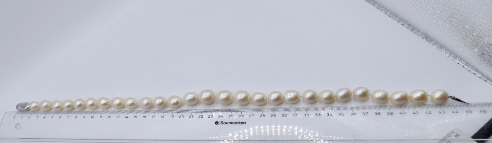 70er Jahre Perlenkette Collier 44 cm Ø 12-15 mm SILVER TOP GSV BOTTOM PAT.P