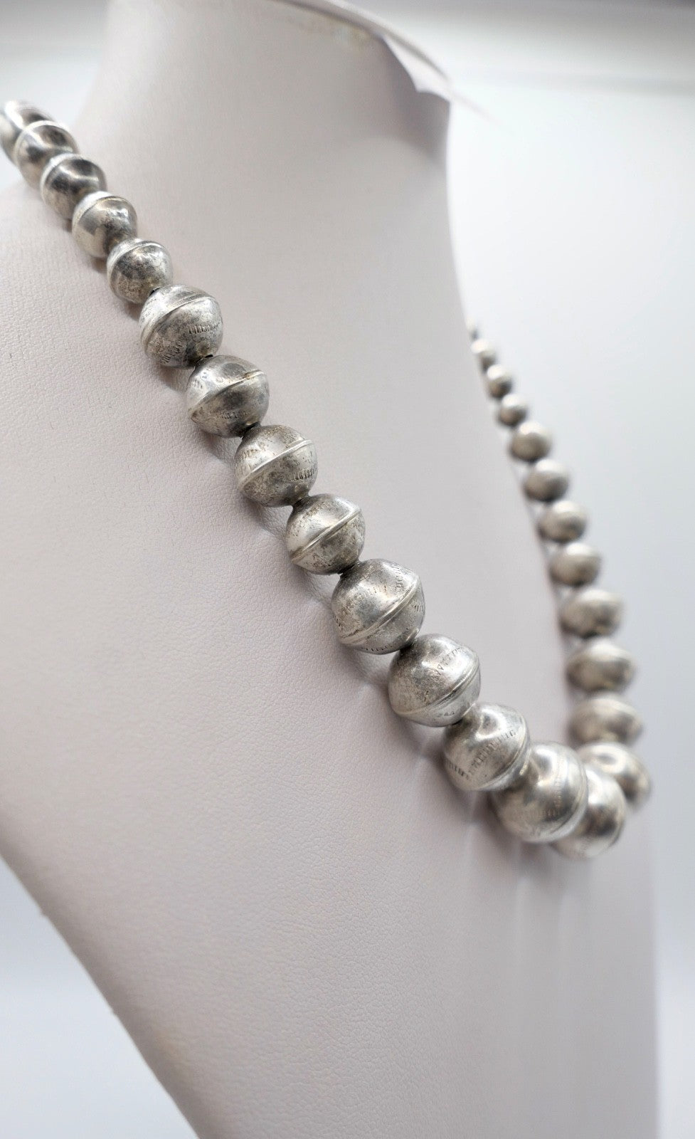 Vintage Navajo Perlen Silberkette Kugel 925 Sterling Bead Necklace Indianer