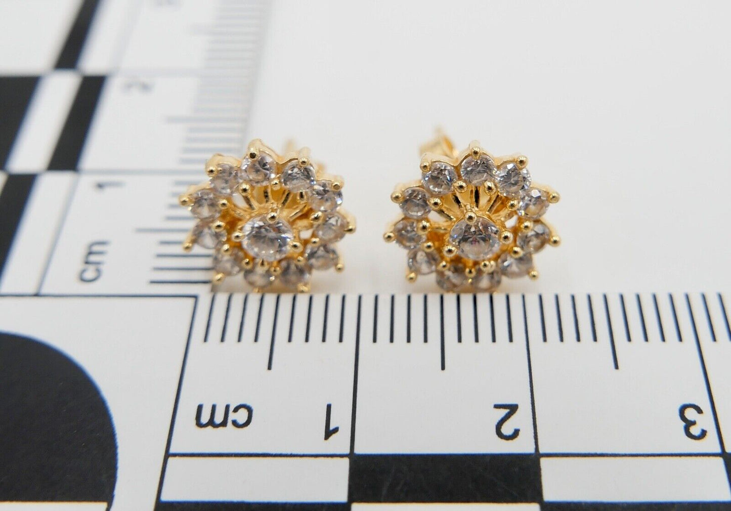 90er Jahre Gelbgold Ohrringe Ohrstecker mit Zirkonia 750 / 18K Italien 0,86 Ct