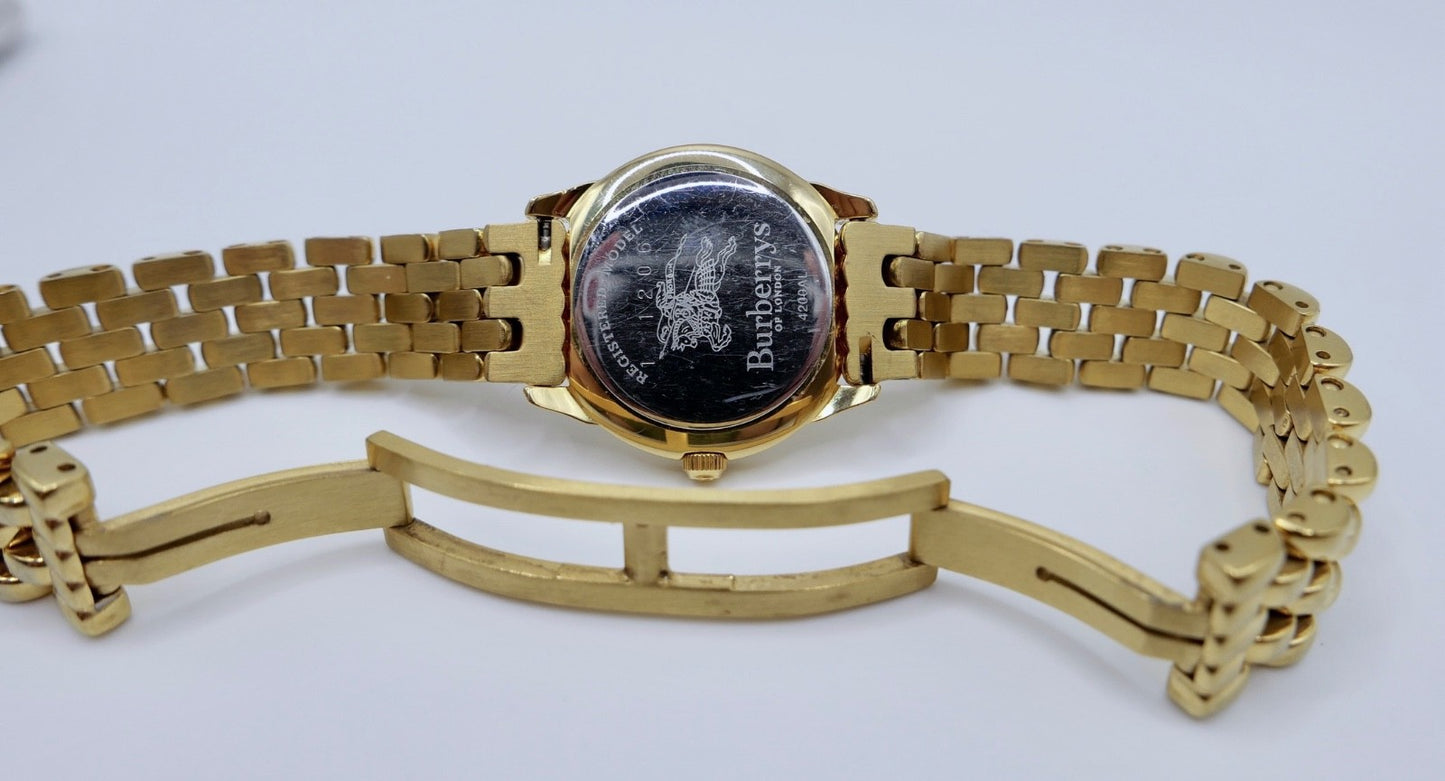 Burberrys Damen Uhr 1206 Box & Papiere Vintage 1996 Quarz vergoldet