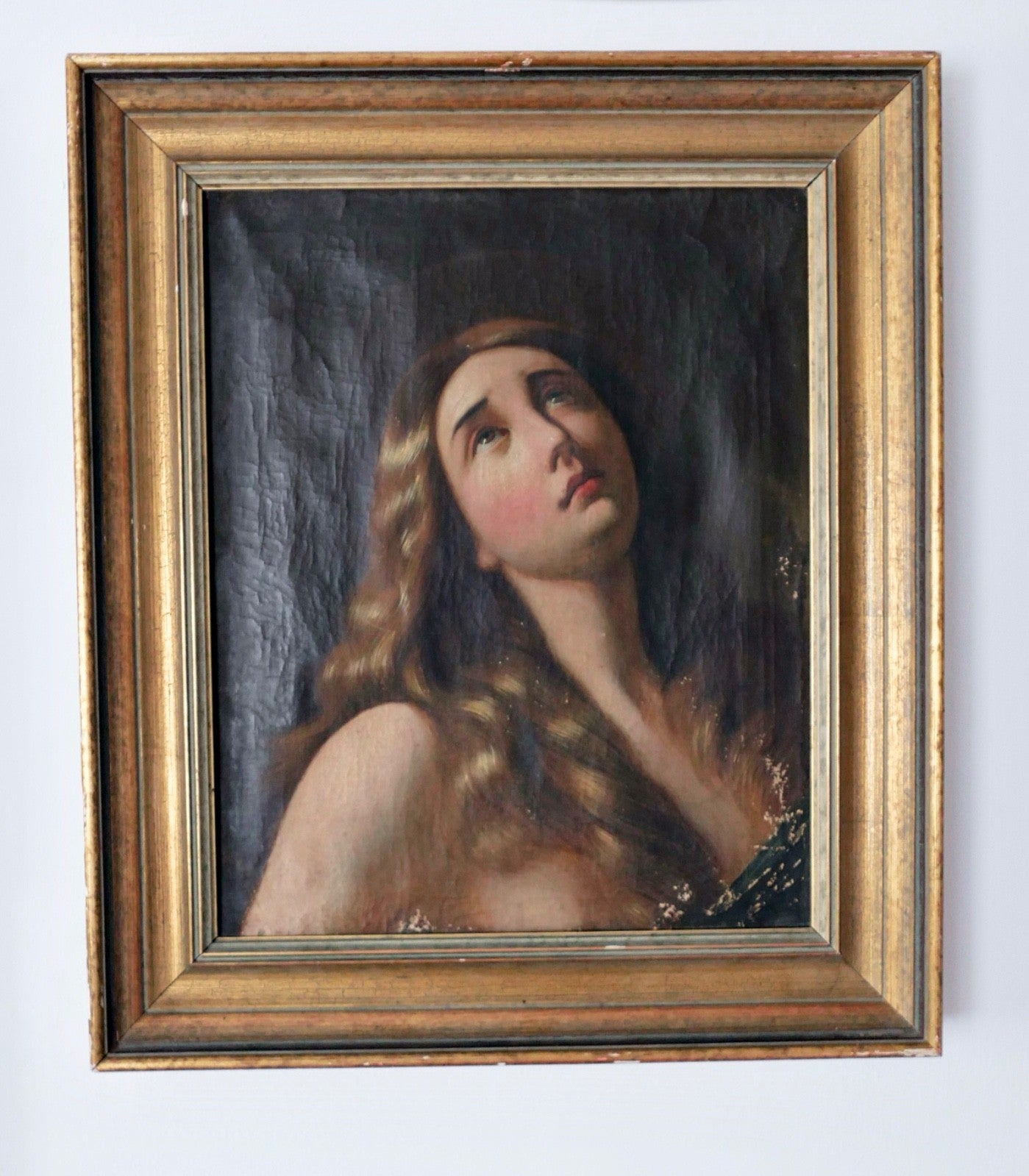 antikes altes Ölgemälde 19. Jh. Büßende Maria Magdalena nach Murillo 70x60 cm
