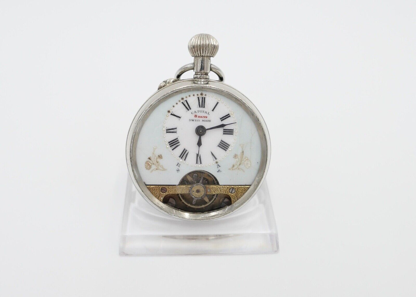 Antike Taschenuhr " CAPITAL " 8 Days pocket watch RAR selten TOP 43,5 mm