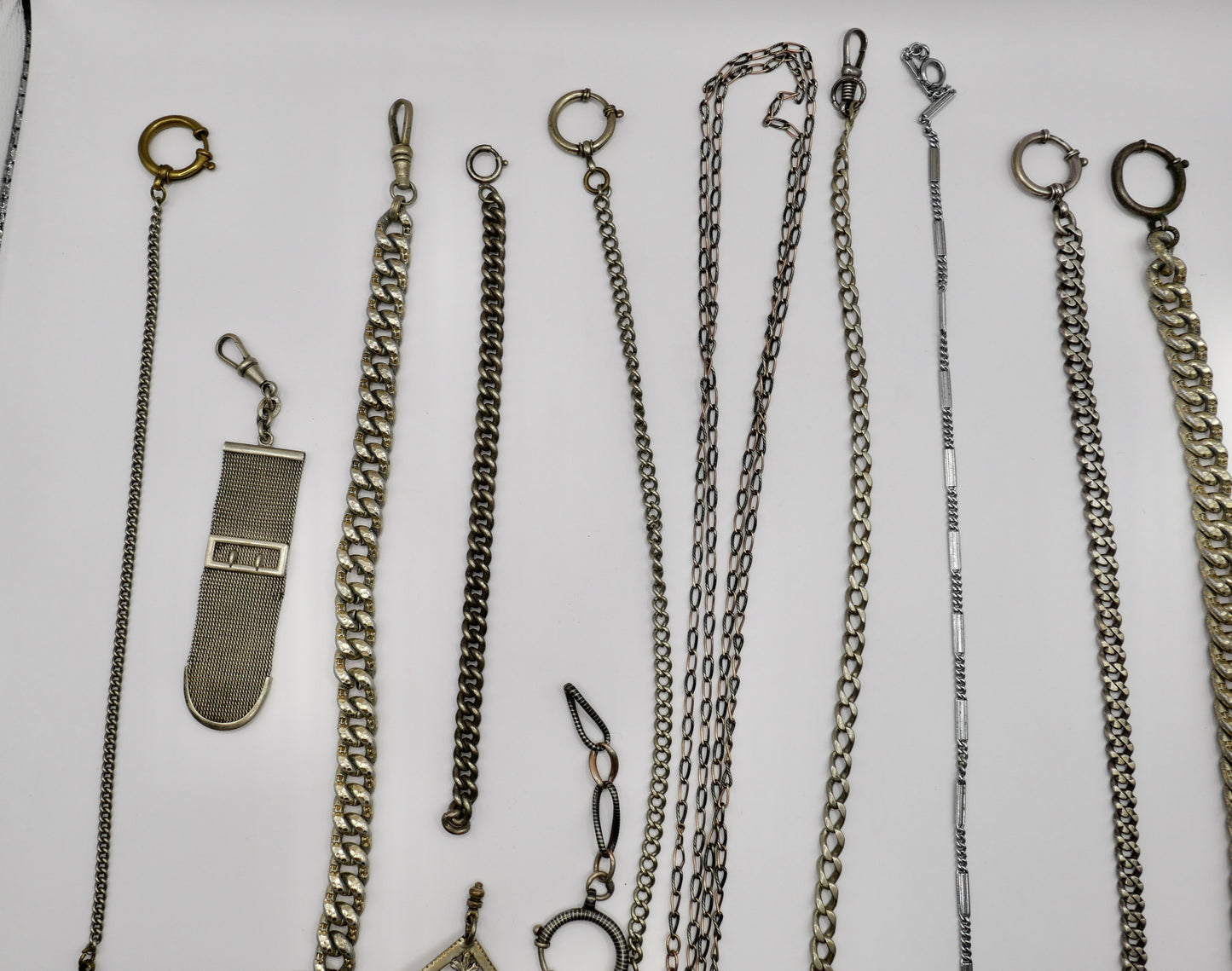 10 Antike Taschenuhr Kette watch Chain Silber versilbert Metall L&F Doppeladler