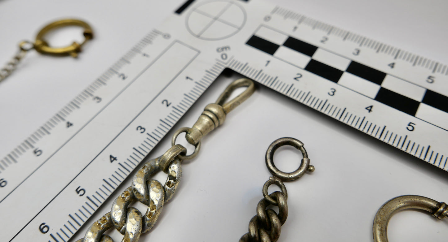 10 Antike Taschenuhr Kette watch Chain Silber versilbert Metall L&F Doppeladler