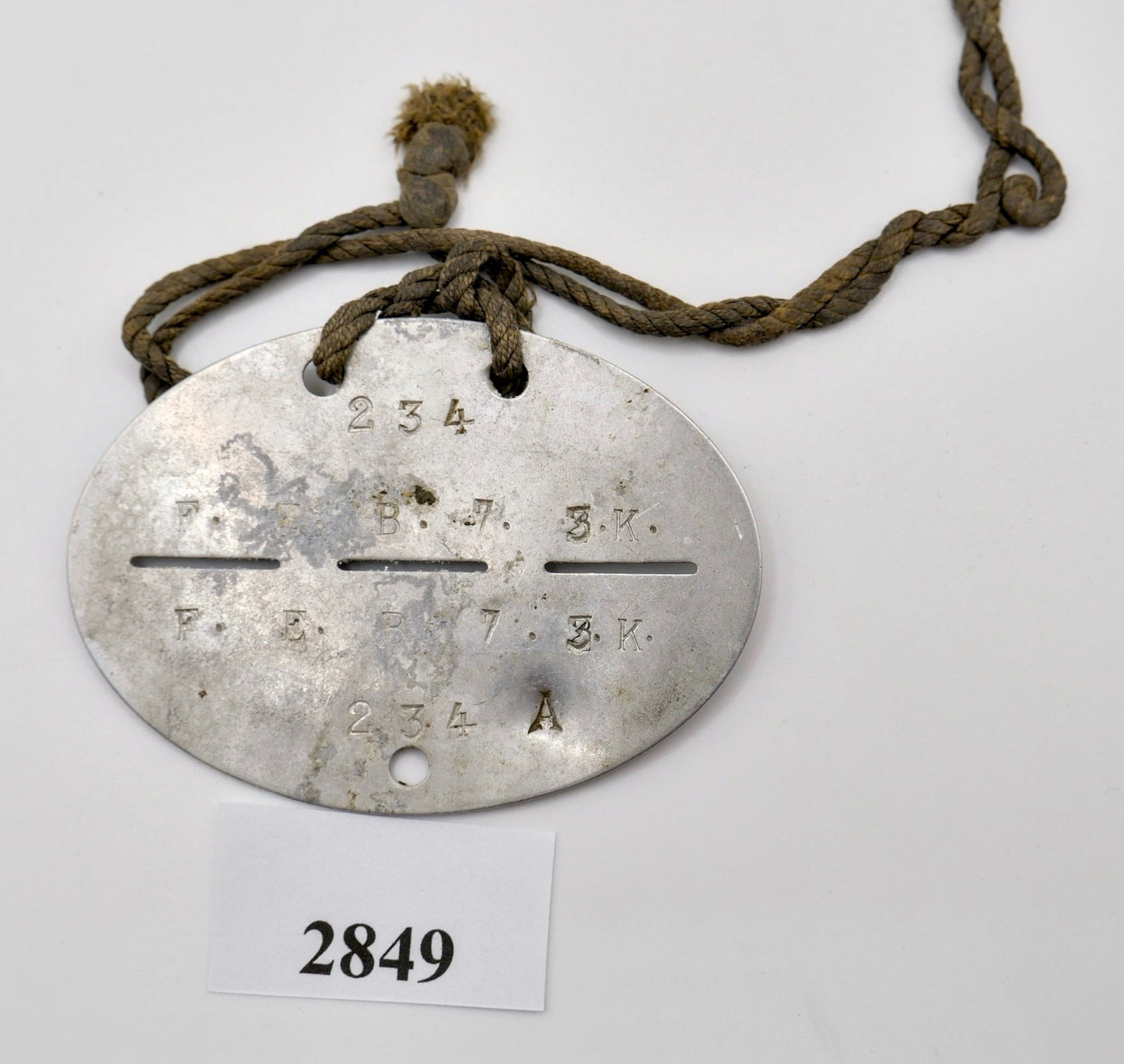 Erkennungsmarke Wehrmacht Heer 2. Weltkrieg / WK II 234 F. E. B. 7 3K A