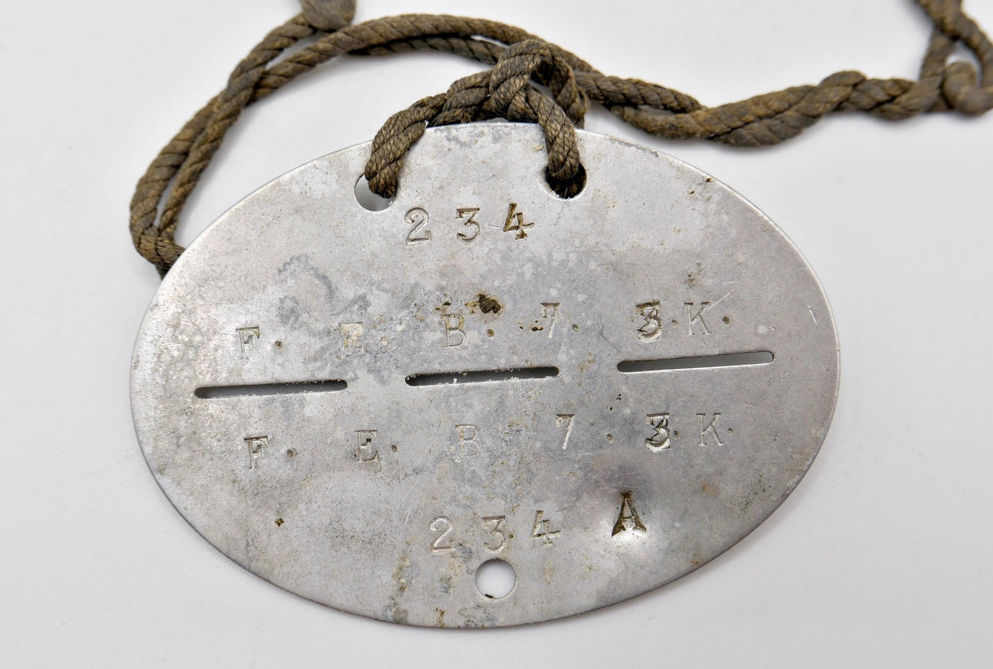 Erkennungsmarke Wehrmacht Heer 2. Weltkrieg / WK II 234 F. E. B. 7 3K A