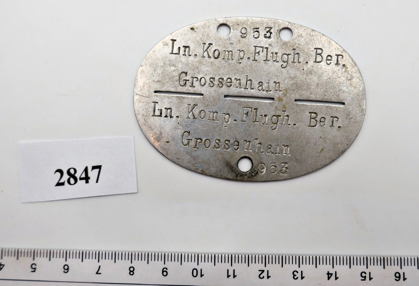 Plaque d'identité militaire, Luftwaffe 9./LW JR40 218 A, Seconde Guerre mondiale
