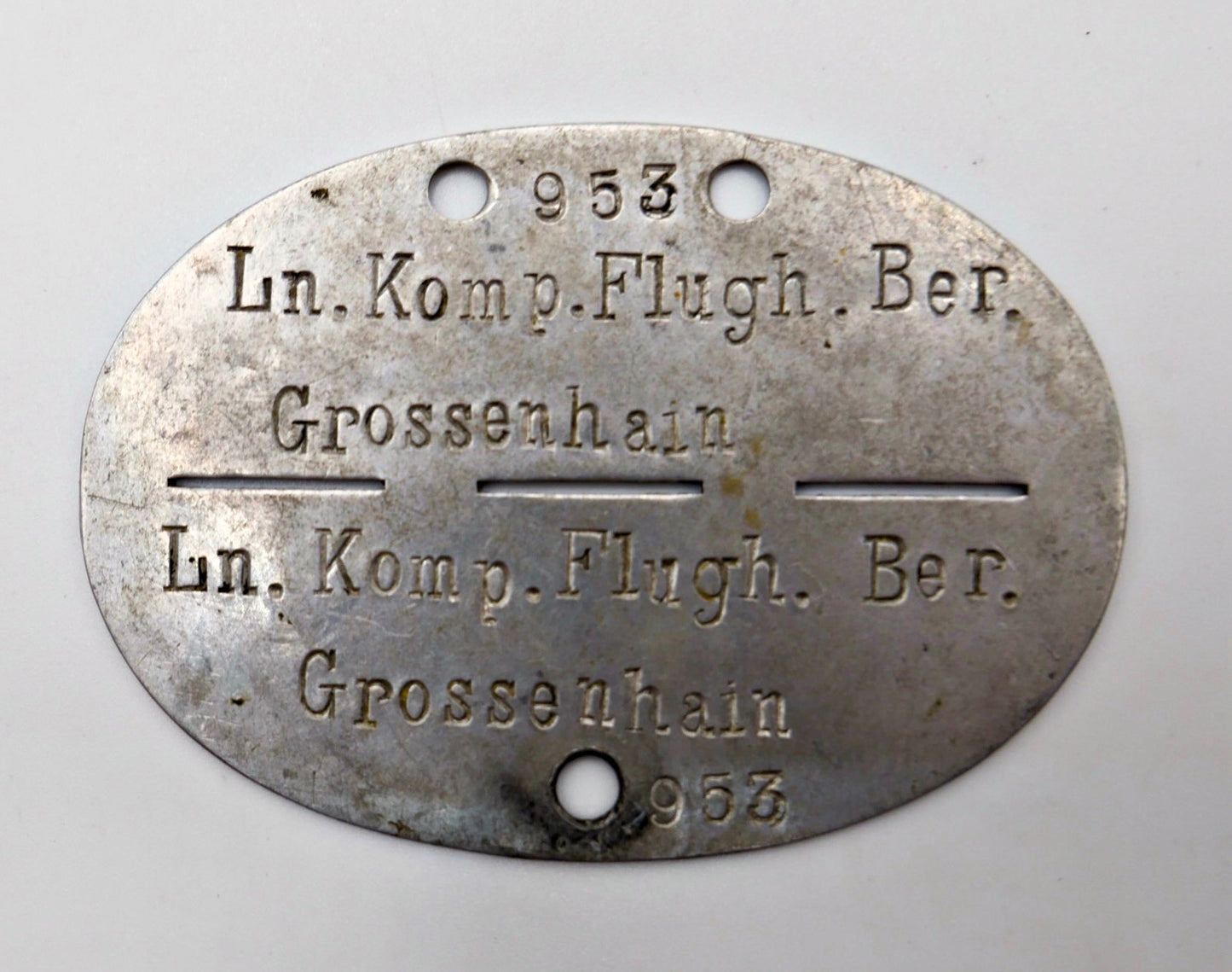 Plaque d'identité militaire, Luftwaffe 9./LW JR40 218 A, Seconde Guerre mondiale